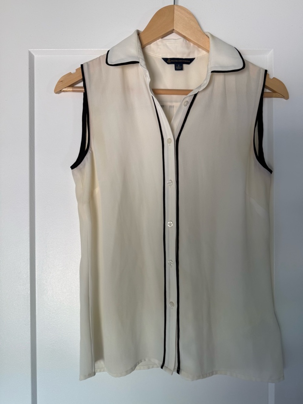 Brooks Brothers White Blouse with Navy Label